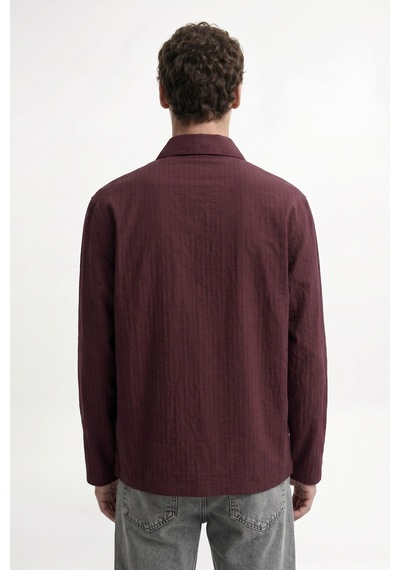 Antioch Relaxed Fit Çizgili Erkek Gömlek Bordo