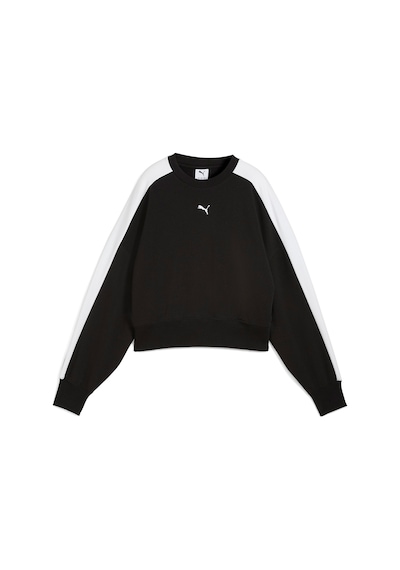 Puma T7 Over Oversized Crew Kadın Siyah Yuvarlak Yaka Sweatshirt Siyah