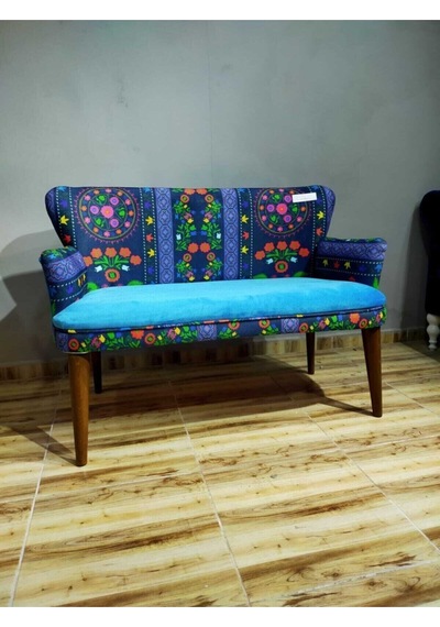 Azra Mobilya Çay Seti Oturma Grubu Oturma Takımı Koltuk Takımı Ahşap Mobilya Takımı Balkon Bahçe Mobilyası Turkuaz - Ceviz