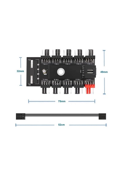 10 Port Fan Çoğaltıcı Hub Kartı Ide Güç Giriş Soketi 12v 3 4 Pin