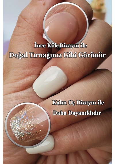 24 Adet Protez Görünümlü Takma Tırnak Seti Çift Taraflı Bant Törpü Portakal Çubuğu Hediye Dy1199