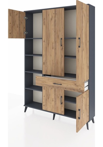 Arges Dolap 8 Raflı Tek Çekmeceli 5 Kapaklı 132x30x195 Antrasit-çam/çam Atlas Çam/atlas Çam Arges Dolap 8 Raflı Tek Çekmeceli 5 Kapaklı 132x30x195 Antrasit-çam/çam Atlas Çam/atlas Çam