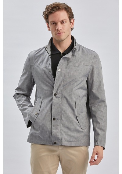 İmza Gri Dik Yaka Yarım Astar Comfort Fit Rahat Kesim Casual Mont 1007240150-Gri
