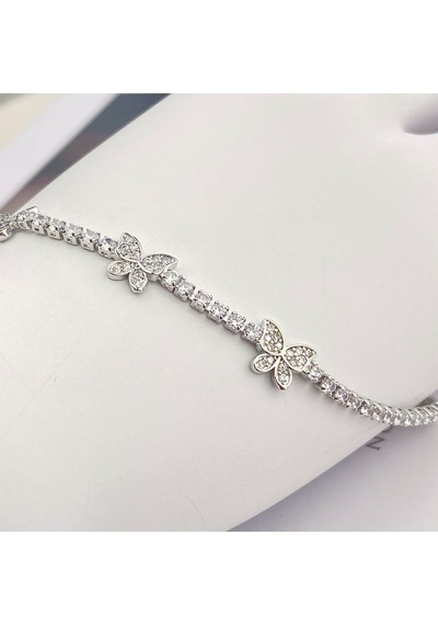 Su Yolu Bileklik Kelebek Model 316l Paslanmaz Çelik Silver 17+2 Cm Gümüş