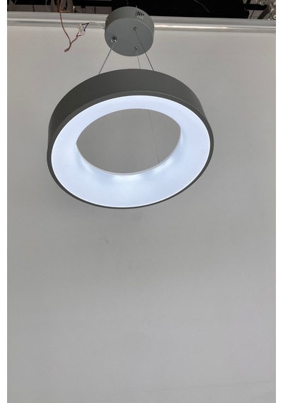Modern Gri Halka Led Sarkıt Avize - Minimalist Çember Tasarım