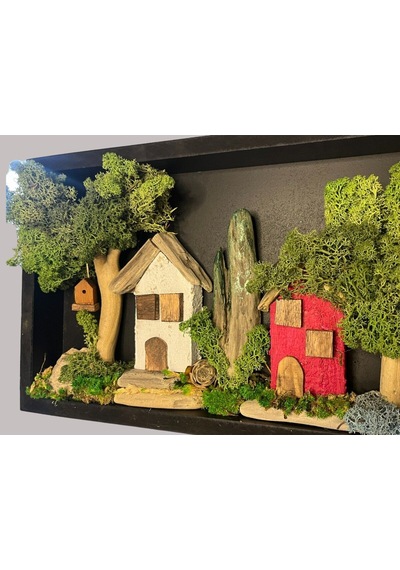 Minyatür Orman Evi Tablosu / Tamamen Doğal Ürünlerden Yapılmıştır.