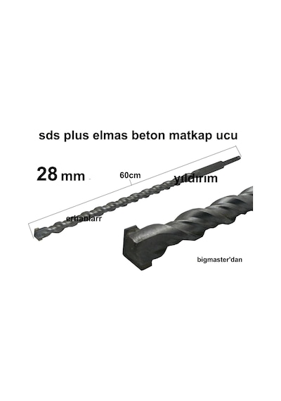 Beton Delme Ucu Sds Plus 28x600 Matkap Ucu Geçmeli Darbeli 26 Lık