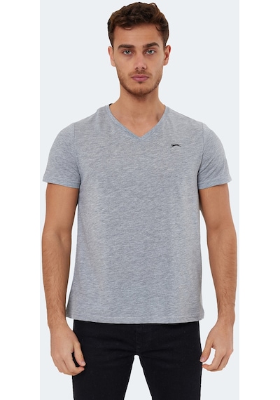 Slazenger RIVALDO Erkek V Yaka Gri Tişört