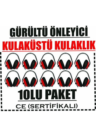 İş Kulaklığı 10lu Paket-kulaküstü-gürültü Önleyici-ce Li-ayarlanabilir