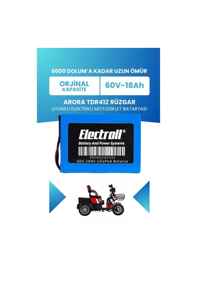 Arora Tdr41z Rüzgar Batarya Standart Kapasite Lifepo4 60v 18ah Elektrikli Motosiklet Bataryası