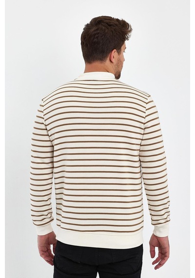 Alexander Gardi Alexandergardı Bisiklet Yaka Çizgili Sweatshirt E23-761a-erk Kahverengi
