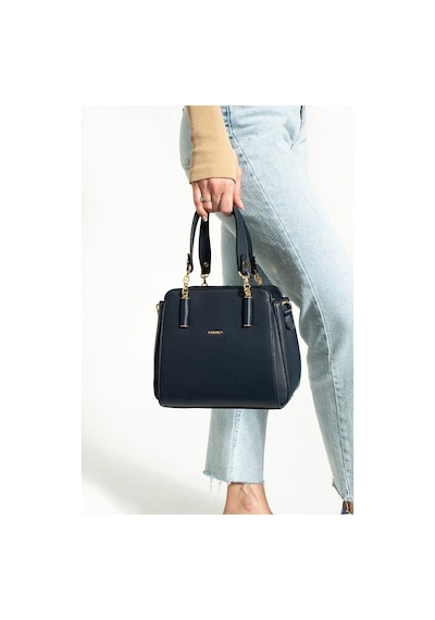 Kadın Kol Çantası Çapraz Askılı Omuz Çantası 30 30 Cm Suni Deri Mega Bag El Çantası Business Lacivert