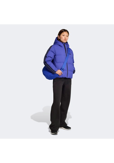 Adidas Essentials Climawarm 3 Stripes Puffer Down Kapüşonlu Kadın Mavi Outdoor Montu Jw9109