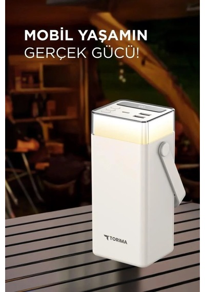 Premium Hızlı Dolum Telefon Dolumu Fenerli Ürün Taşınabilir Batarya Trm-1041 Beyaz 22,5w Çok Renkli