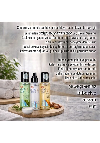 Exigency Durulamasız Süt Argan Yağlı Acil Bakım & Onarım Saç Krem Serum 100ml