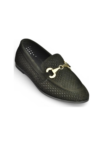 Fox Shoes Y291262402 Siyah Süet Toka Detaylı Kadın Babet Siyah
