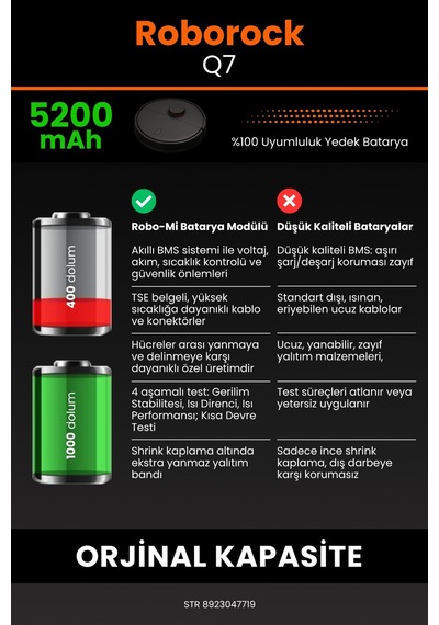 Roborock Q7 5200mAh Robot Süpürge  Bataryası