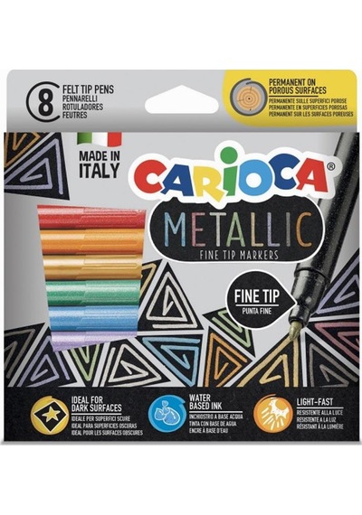 Carioca 8 Renk Fine Tip Metalik Keçeli Kalem   Seti