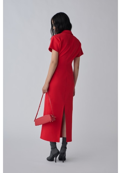 Suud Collection Kırmızı Raine Polo Yaka Elbise