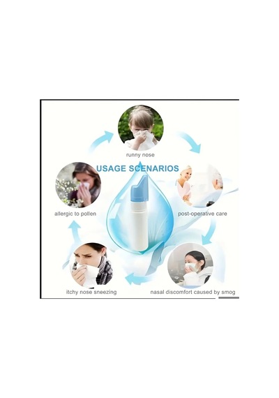 Haomıng 70ml İnce Sis Püskürtmeli Taşınabilir Burun Yıkama Şişesi+500ml Burun Yıkama Serumu Set