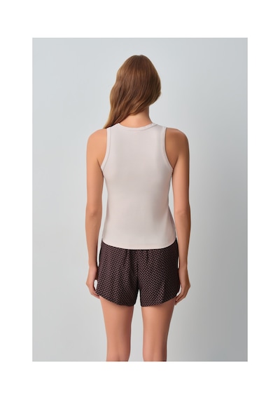 Suwen Monogram Atlet Şort Pijama Takımı Wsh1091043491 Kahverengi