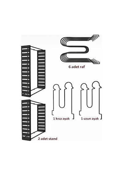 Karteya 8 Katlı Mutfak Depolama Rafı - Korozyona Dayanıklı Metal, Kompakt Dolap Altı Tencere Tava Organizer Siyah