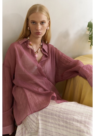 Mai Collection Mai Studios Co. Syaritta Oversize Bordo Transparan Gömlek bordo