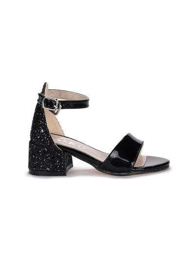 Kiko Kids Sheila Günlük Kız Çocuk 3 Cm Topuklu Sandalet Abiye Ayakkabı Siyah Siyah