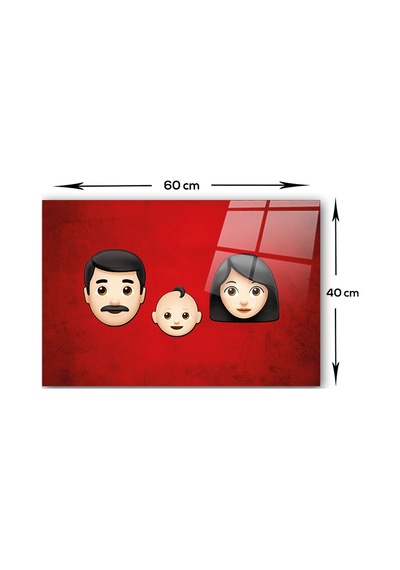 Decorita Emoji Ailesi Anne & Baba & Çocuk Cam Ocak Arkası 40x60cm