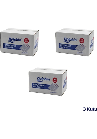 Dolphin Kilitli Şeffaf Buzdolabı Kilitli Saklama Poşeti Torba - 16x20 Cm. - 600 Adetlik 3 Kutu