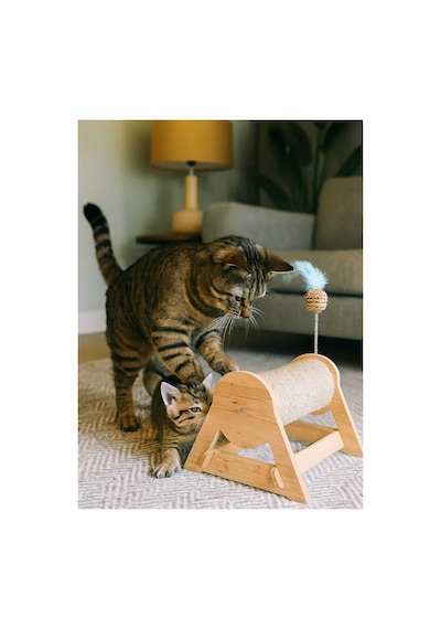 Kedi Tırmalama Tahtası - Yatay & Dönebilen - Yaylı Top Eklenmiştir - 29cm