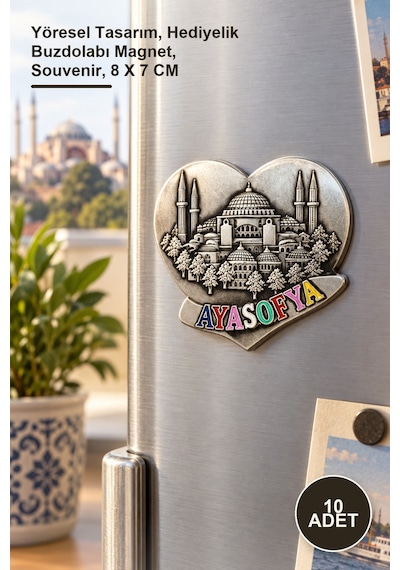 10 Adet Ayasofya Magnet Yöresel Tasarım, Hediyelik Buzdolabı Magnet, Souvenir, 8 X 7 Cm 1