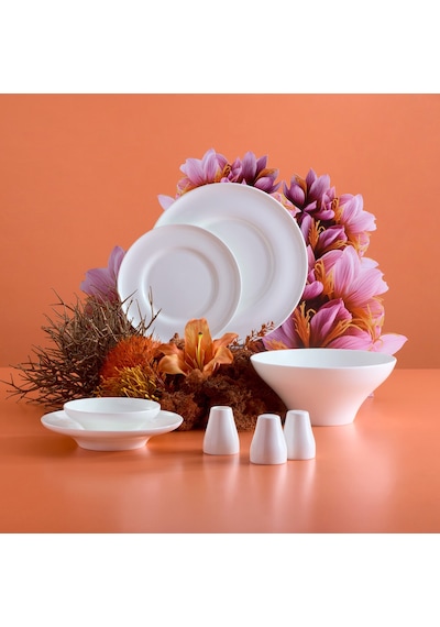 Jumbo Laurel 55 Parça 12 Kişilik Yemek Takımı Beyaz Beyaz