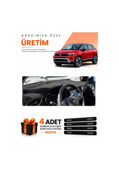 Opel Crossland 2020-2024 Uyumlu Torpido Koruma Örtüsü Oto Kılıfı - Siyah