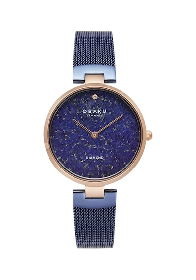 Obaku Denmark V256lhvlml-dlpd Quartz Hasır Lacivert Safir Cam 32 Mm Kadın Kol Saati Rose Gold