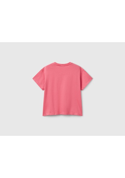 United Colors Of Benetton Benetton Kız Çocuk Önü Payet İşlemeli Baskılı T-shirt Pembe
