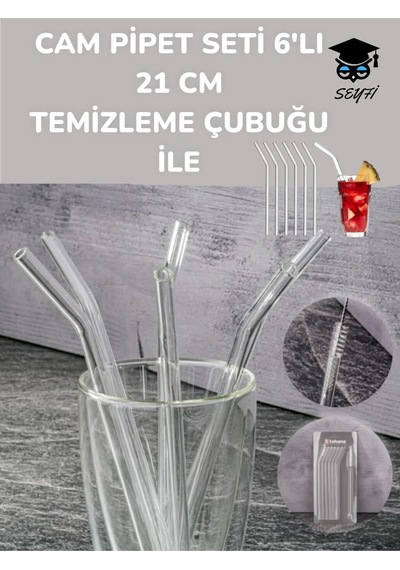 Cam Pipet Seti 6'lı 21 Cm Temizleme Çubuğu İle