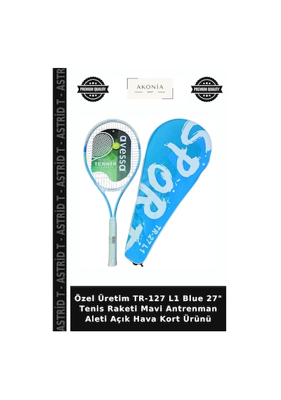 Özel Üretim Tr-127 L1 Blue 27" Tenis Raketi Mavi Antrenman Aleti Açık Hava Kort Ürünü