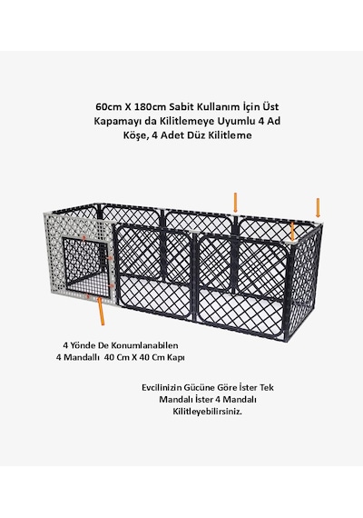 Leganest Üstü Kapanabilir Köpek Kedi Tavşan Çiti 8 Adet 60 x 60 CM