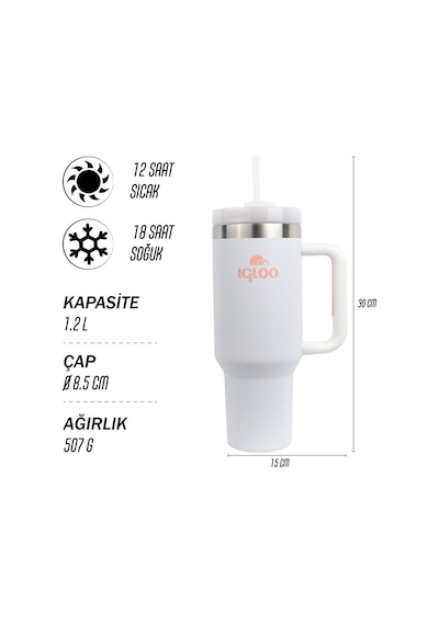 Igloo Stadler Thermo-mug 1.2 Lt Beyaz Pipetli Termos