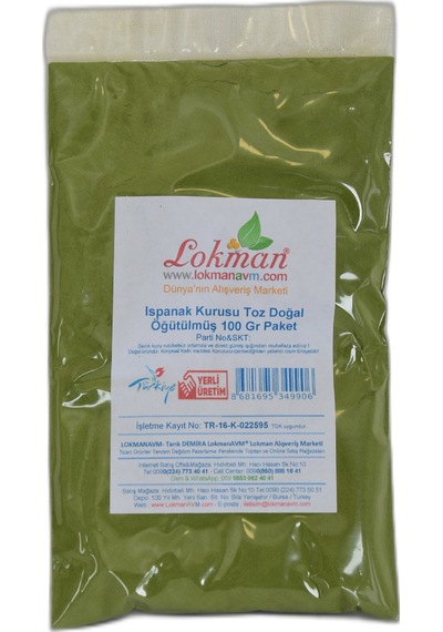 Lokman Avm Ispanak Kurusu Toz Doğal Öğütülmüş 100 Gr Paket