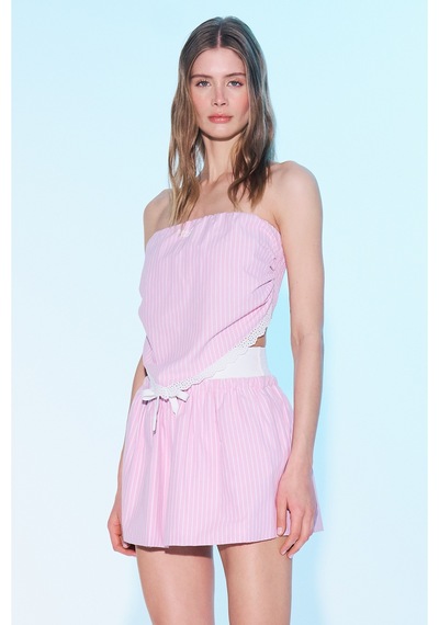 Sagaza Studio Ss6022 Kalın Lastikli Mini Etek Pembe