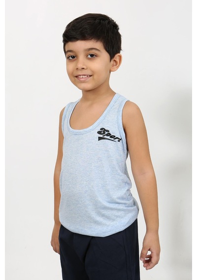 Akbeniz Erkek Çocuk Sıfır Kol Penye Pijama Takım Mavi 20439