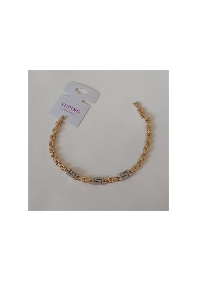 Xuping Vıp Kaliteli Antialerjik Üç Kare Labirent Motifli Zirkon Taşlı Rose Gold Bileklik Rose Gold