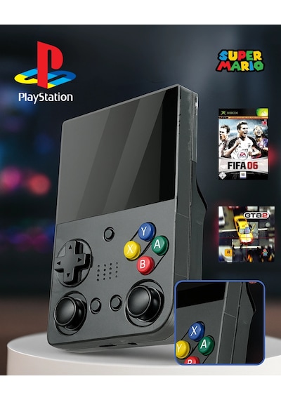 Retro El Atarisi 3.5 Hd Ekran Psp Ps1 Mario Gta Fıfa Destekli 10.000 Oyun Konsolu