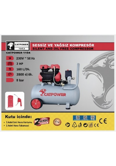 Catpower 1154 Sessiz Ve Yağsız Kompresör 50 Litre
