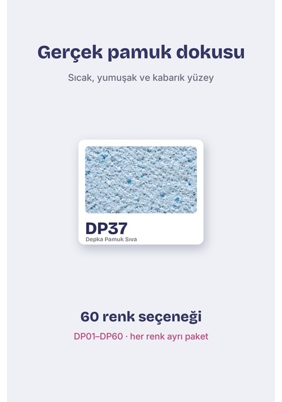 Depka Pamuk Sıva Dp37 2 Kg 7-8 M² İpek Sıva Alternatifi Isı Ve Ses Yalıtımlı Dekoratif Sıva