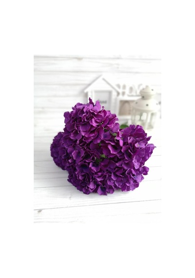 Yapay Çiçek Ortanca Çiçeği Demeti 43 Cm Mor Koyu