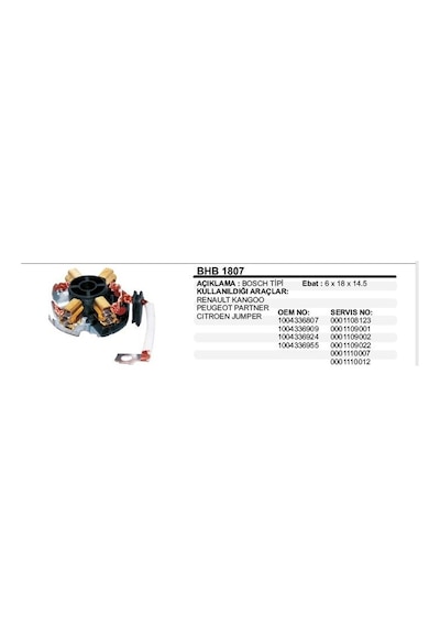 Kömür Yuvası Renault Kangoo/peugeot Partner/cıtroen Jumper Bosch Tip