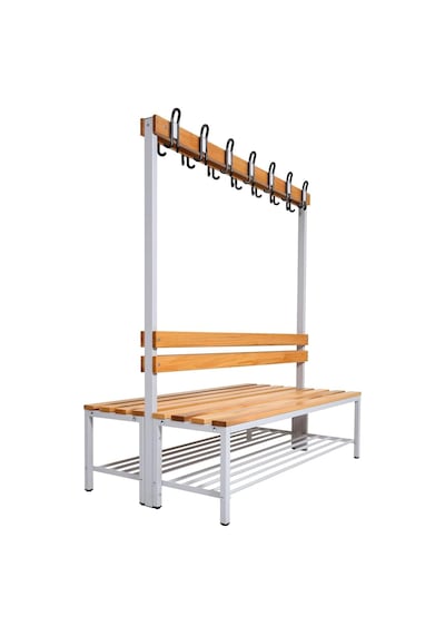 Ayakkabılıklı 4 Ayaklı Çift Taraflı Bank, Kanca Şeritli Bank, 14 Kanca, 150x85x170 Cm, Spor Bankı